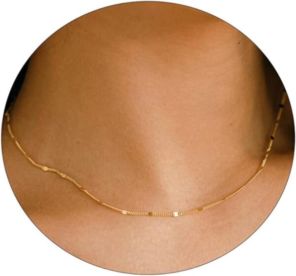 14K Gold/Silver Plated Choker Necklace for Women Shining Dots Station Gold Chain Necklace Beads Sparkle Chain Necklace Link Chain Exquisite Jewelry for women