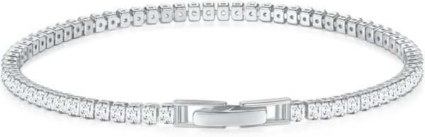 14K Gold/White Gold Plated Cubic Zirconia Tennis Bracelet | Silver, Gold Bracelet for Women | Rectangle, Square, Round Shape CZ Stone | Width 2.5-4mm | Size 6-8 Inch