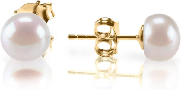 Sterling Silver,  Gold Plated, AAA+ Quality Handpicked Freshwater Cultured Stud Pearl Earrings