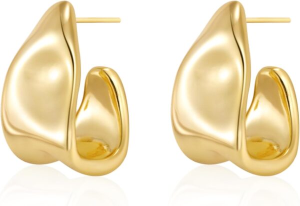 Chunky Gold Stud Earrings for Women  Gold Plated Hypoallergenic Gold Earrings Gold Statement Earrings for Women Trendy Fashion Gold Jewelry Gifts