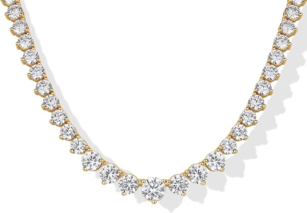 14K Gold Plated Graduated Tennis Necklaces for Women - Cubic Zirconia Tennis Necklace for Brides & Bridesmaids - Simulated Diamond Chain Trendy Wedding Jewelry