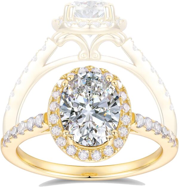Solid Gold 7x9mm Oval Cut D Color  Moissanite Engagement Rings for Women