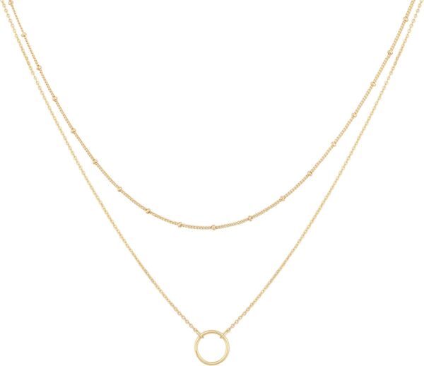 Layered Heart Necklace Pendant Handmade 18k Gold Plated Dainty Gold Choker Arrow Bar Layering Long Necklace for Women