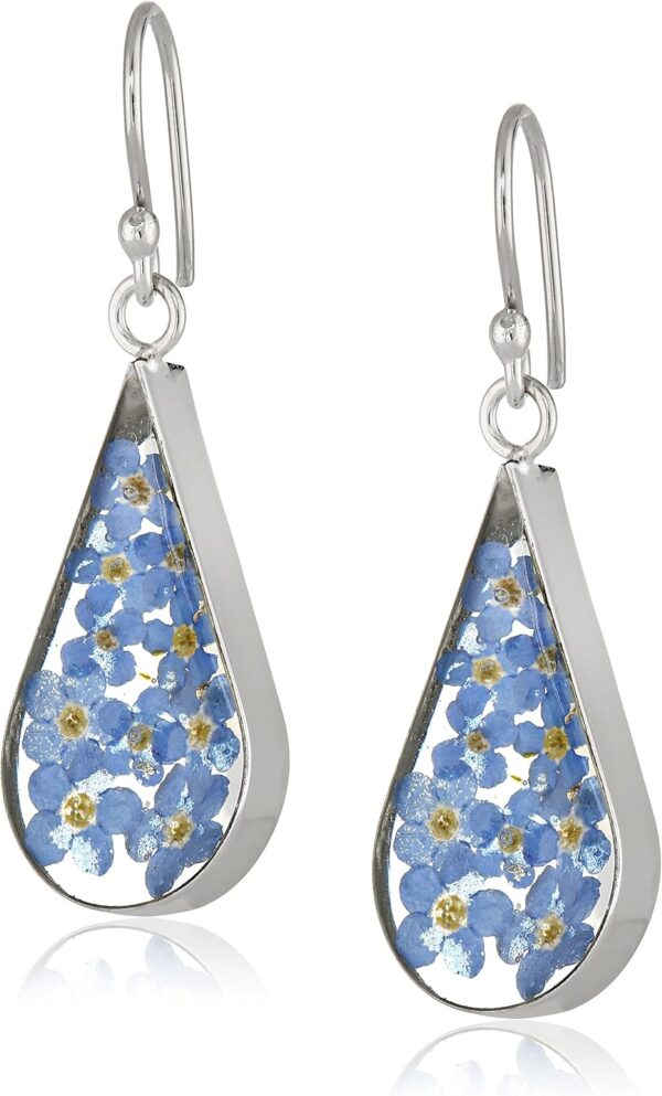 Sterling Silver Pressed Flower Teardrop Earrings (previously  Collection)